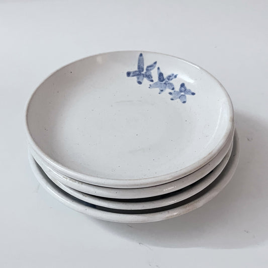 Floral Small Plates - White and Blue