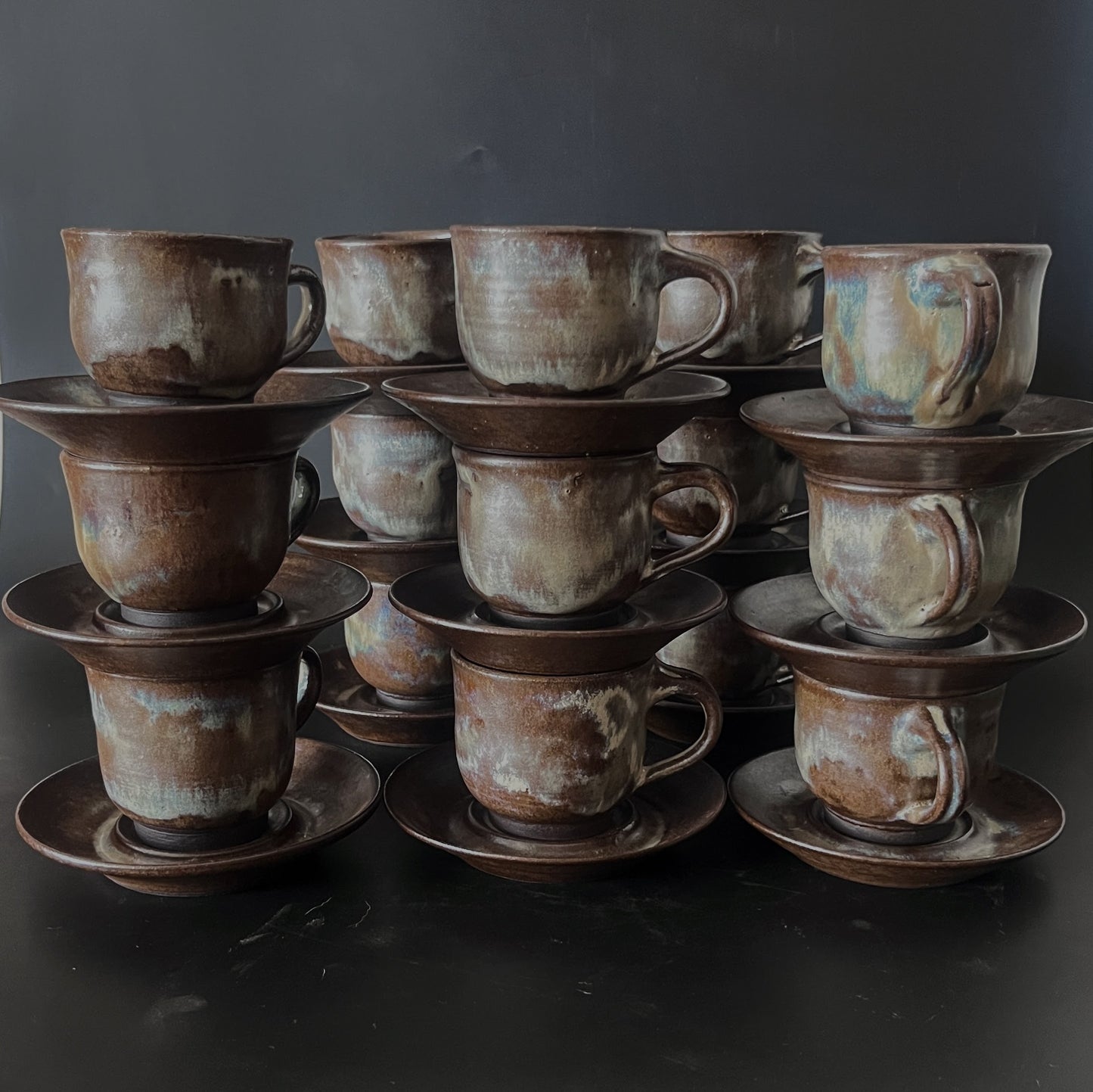 Tea Cup w/ Saucer - White and Blue