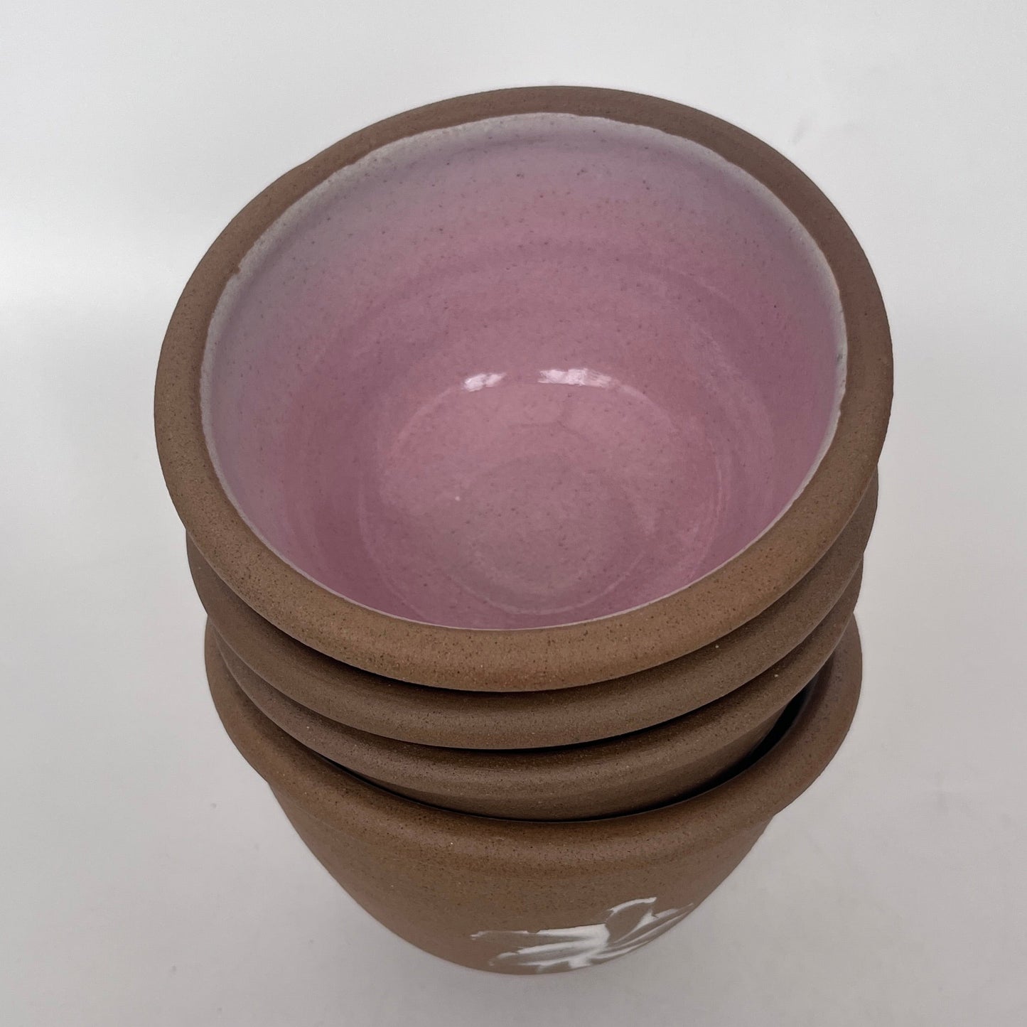 Soft-Pink & Brown Bowls w/ White Floral Pattern (Limited Edition)