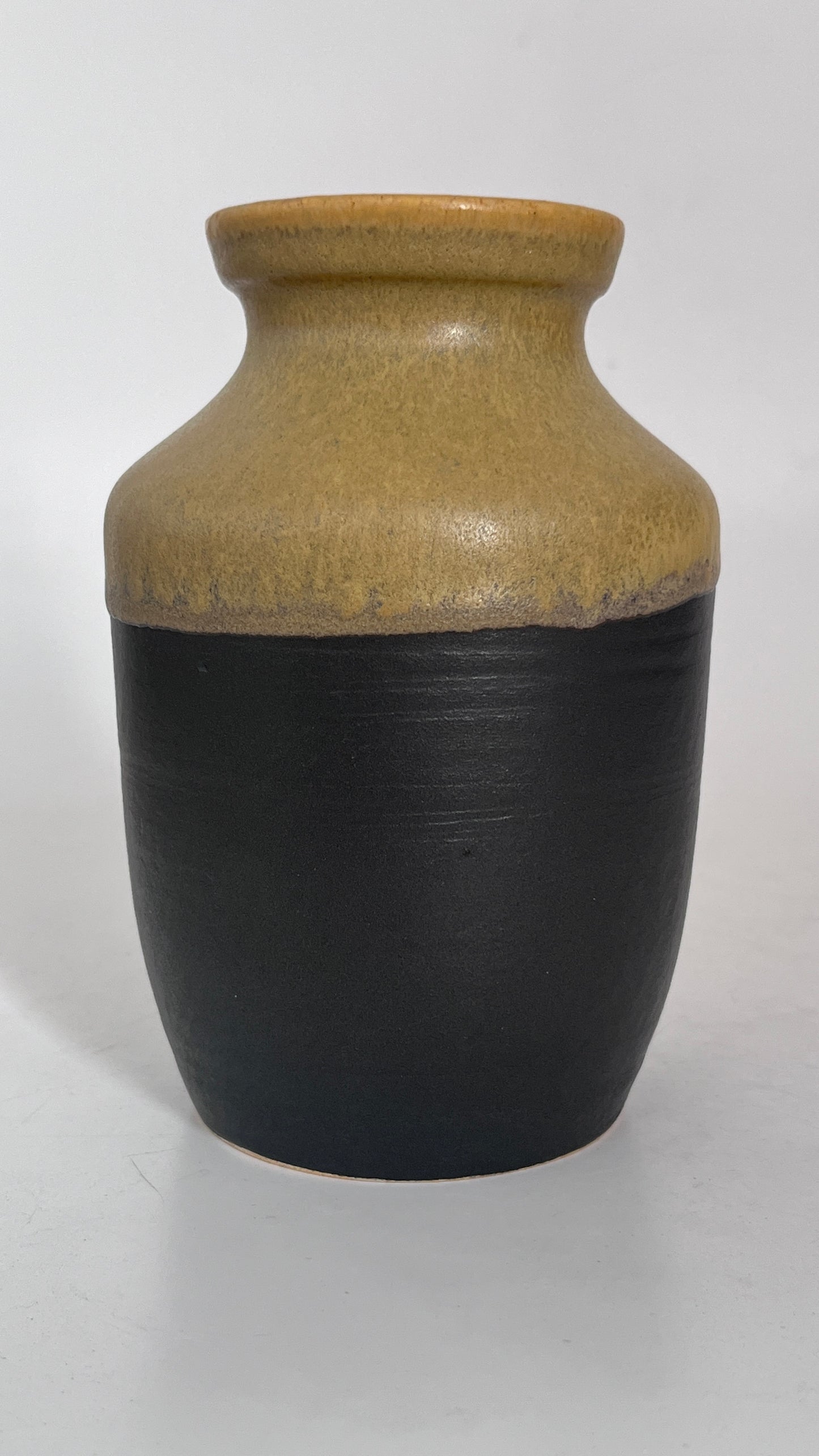 Two-Tone Cylindrical Vase (Charcoal and Mustard-Yellow)