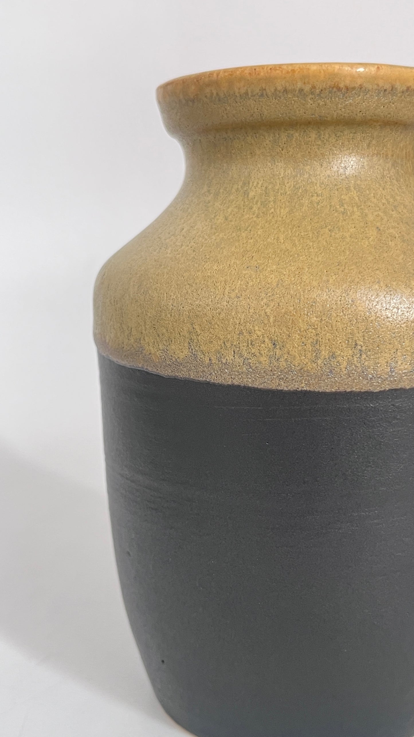 Two-Tone Cylindrical Vase (Charcoal and Mustard-Yellow)