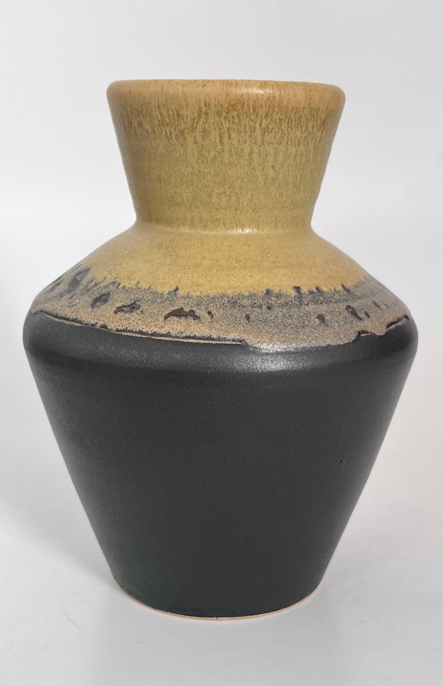 Two-Tone Angular Vase (Charcoal and Mustard-Yellow)