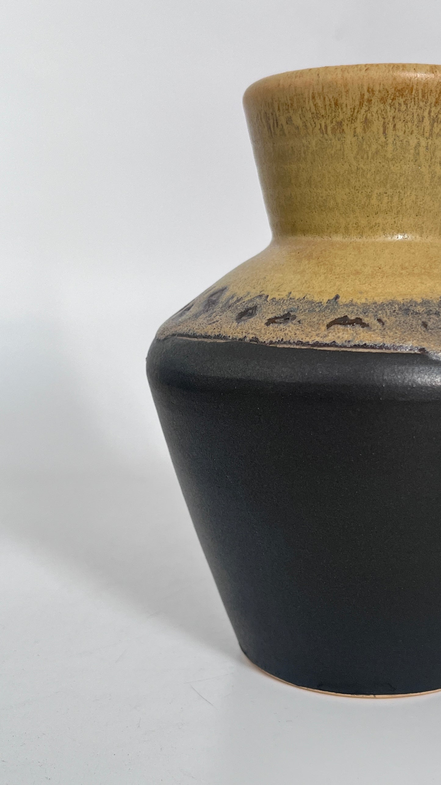 Two-Tone Angular Vase (Charcoal and Mustard-Yellow)