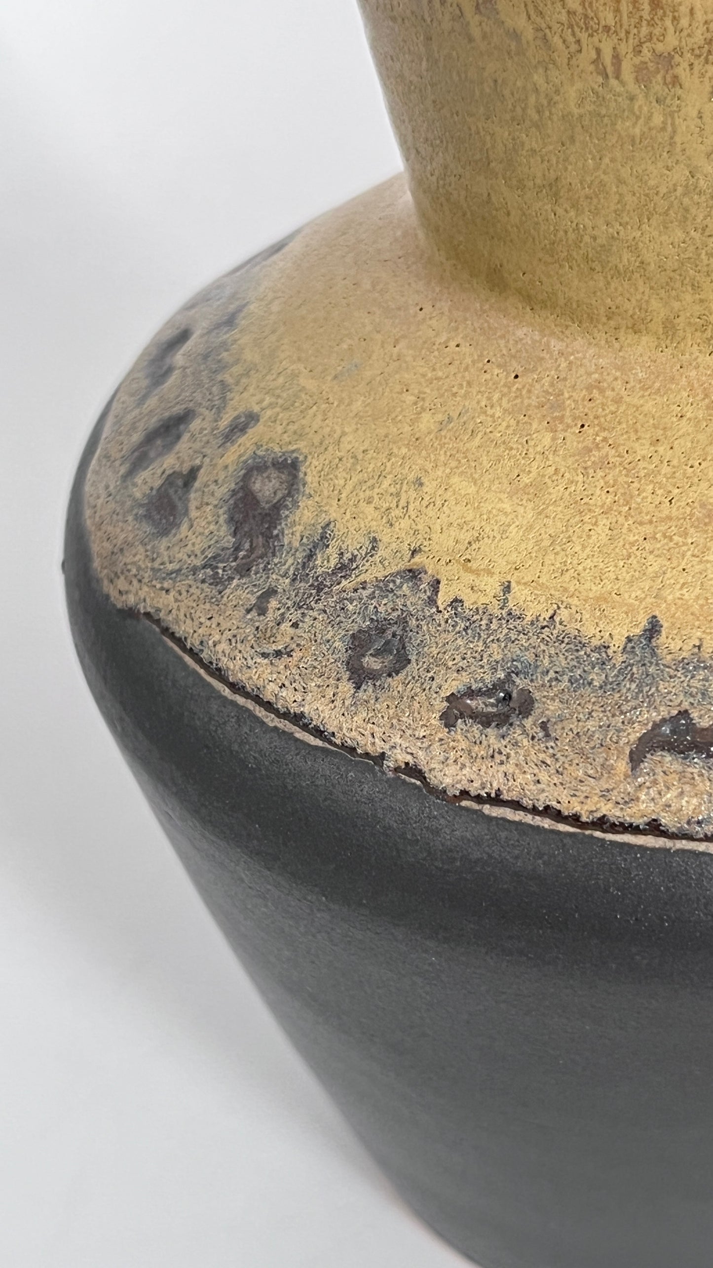 Two-Tone Angular Vase (Charcoal and Mustard-Yellow)