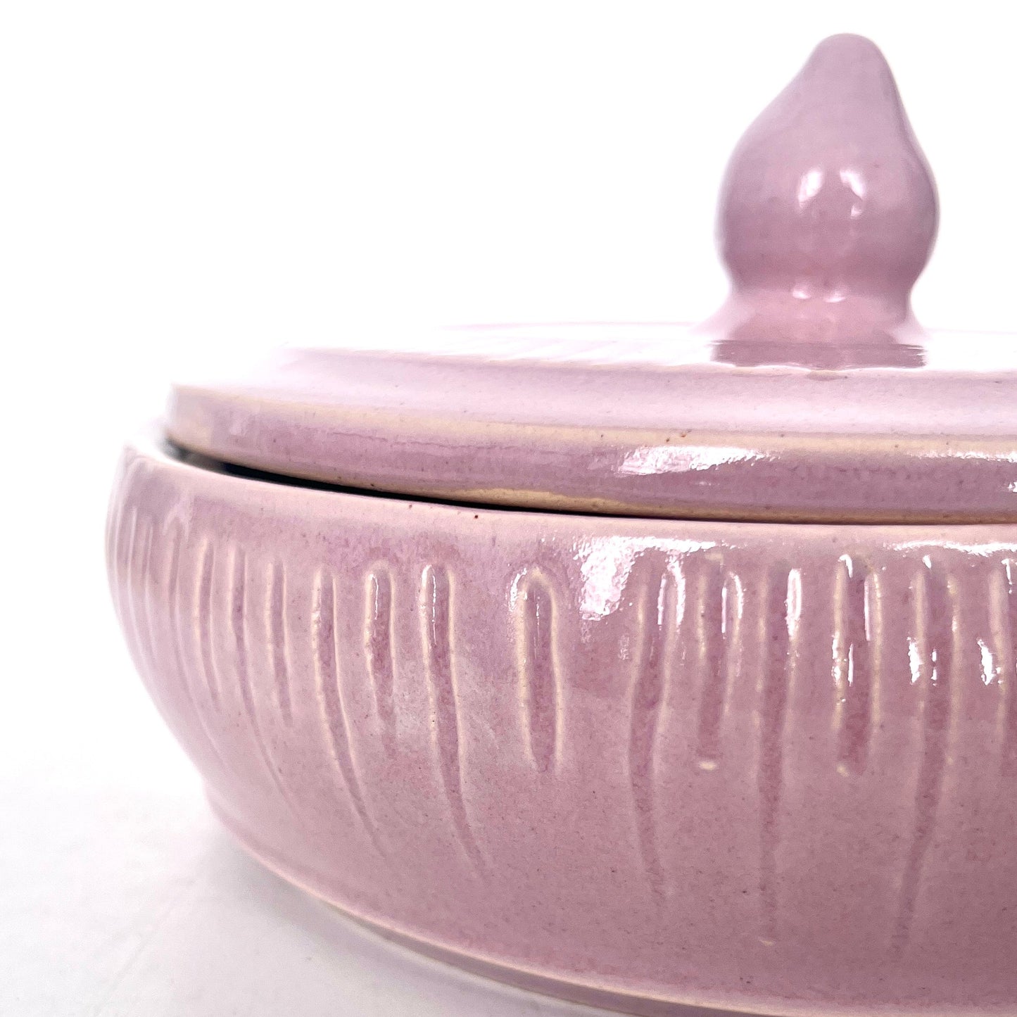 Soft Pink Casserole w/ carved pattern